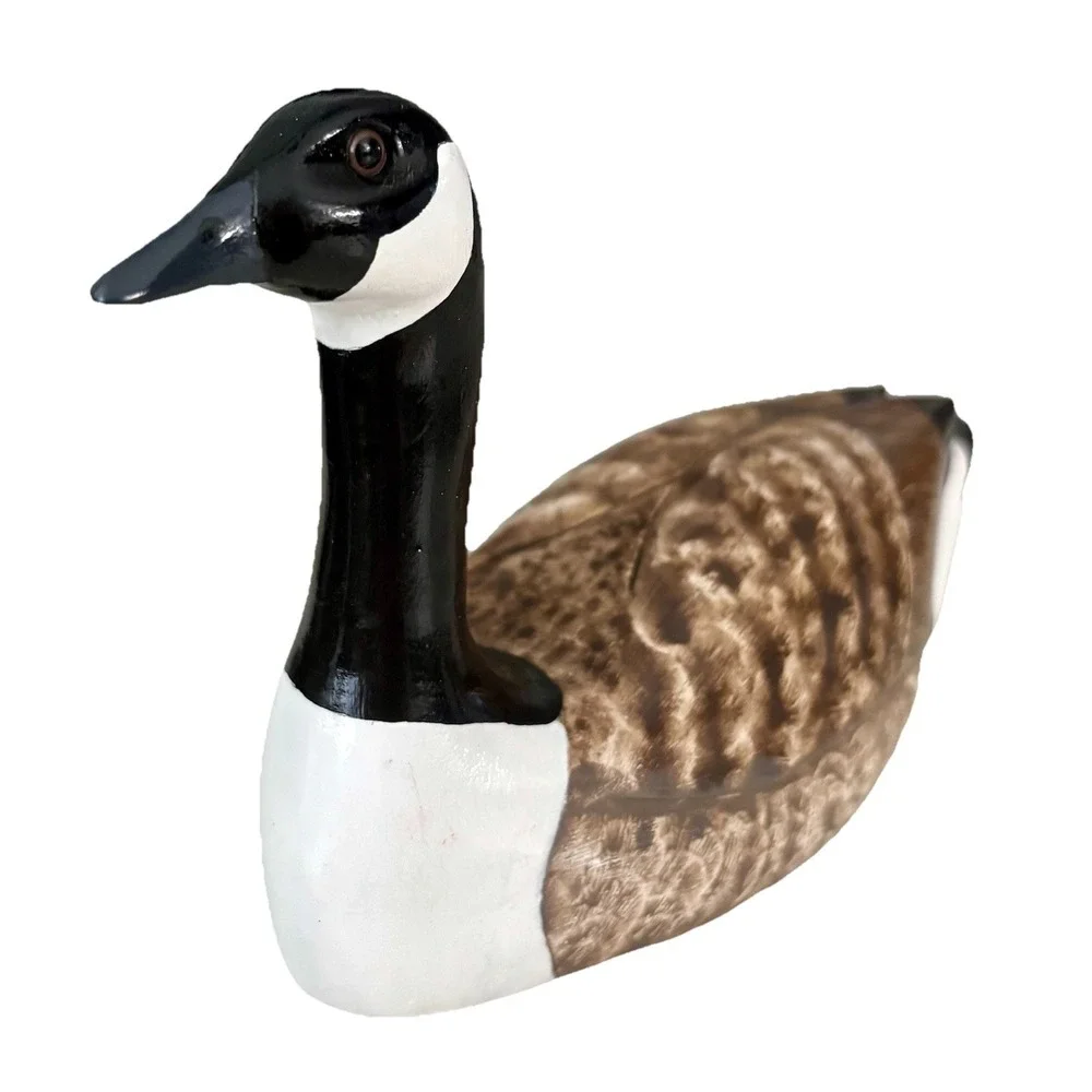 Vintage Handcrafted Carved Wooden Duck Decoy Hand Painted E C Gibbs Art Decor